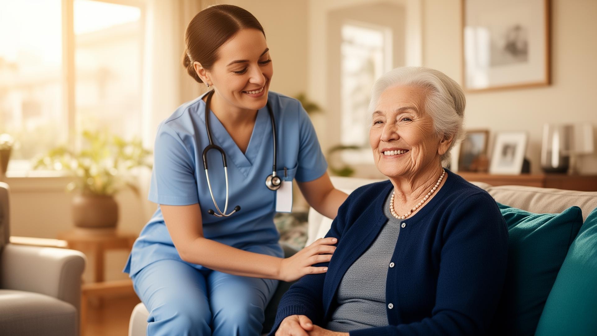 Compassionate in-home therapist working with a patient at home